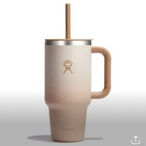 32oz Hydro Flask Beige Tumbler with Handle and Straw ombré